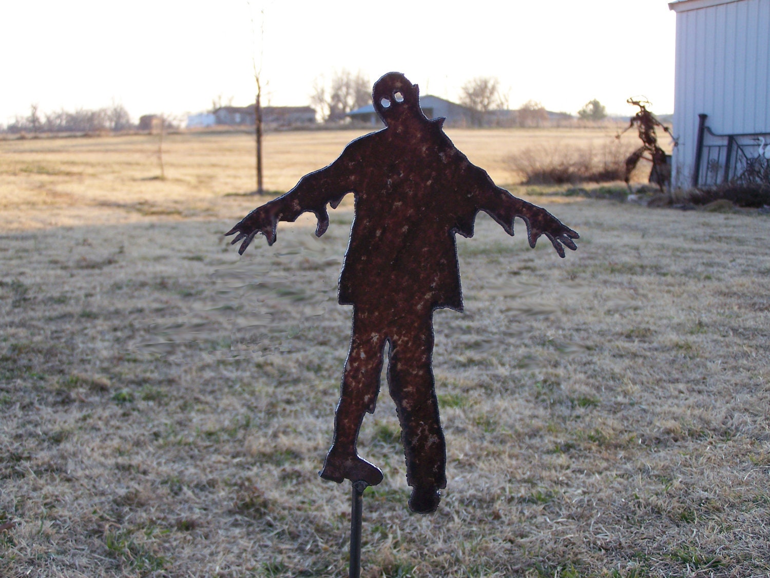 Handmade Metal Zombie Art - Halloween Yard Stake Decor