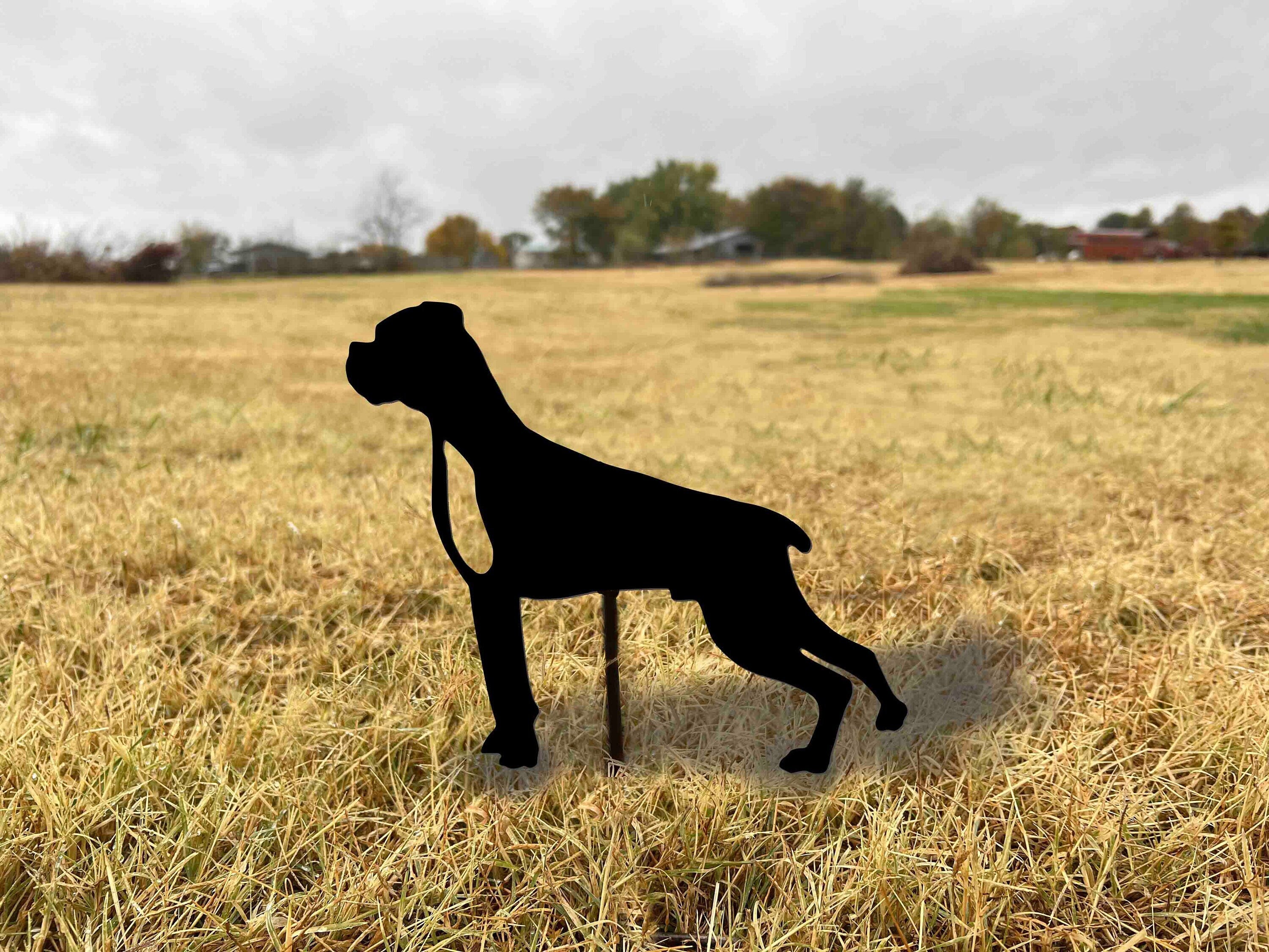 Metal Boxer Dog Yard Stake: Outdoor Home Decor