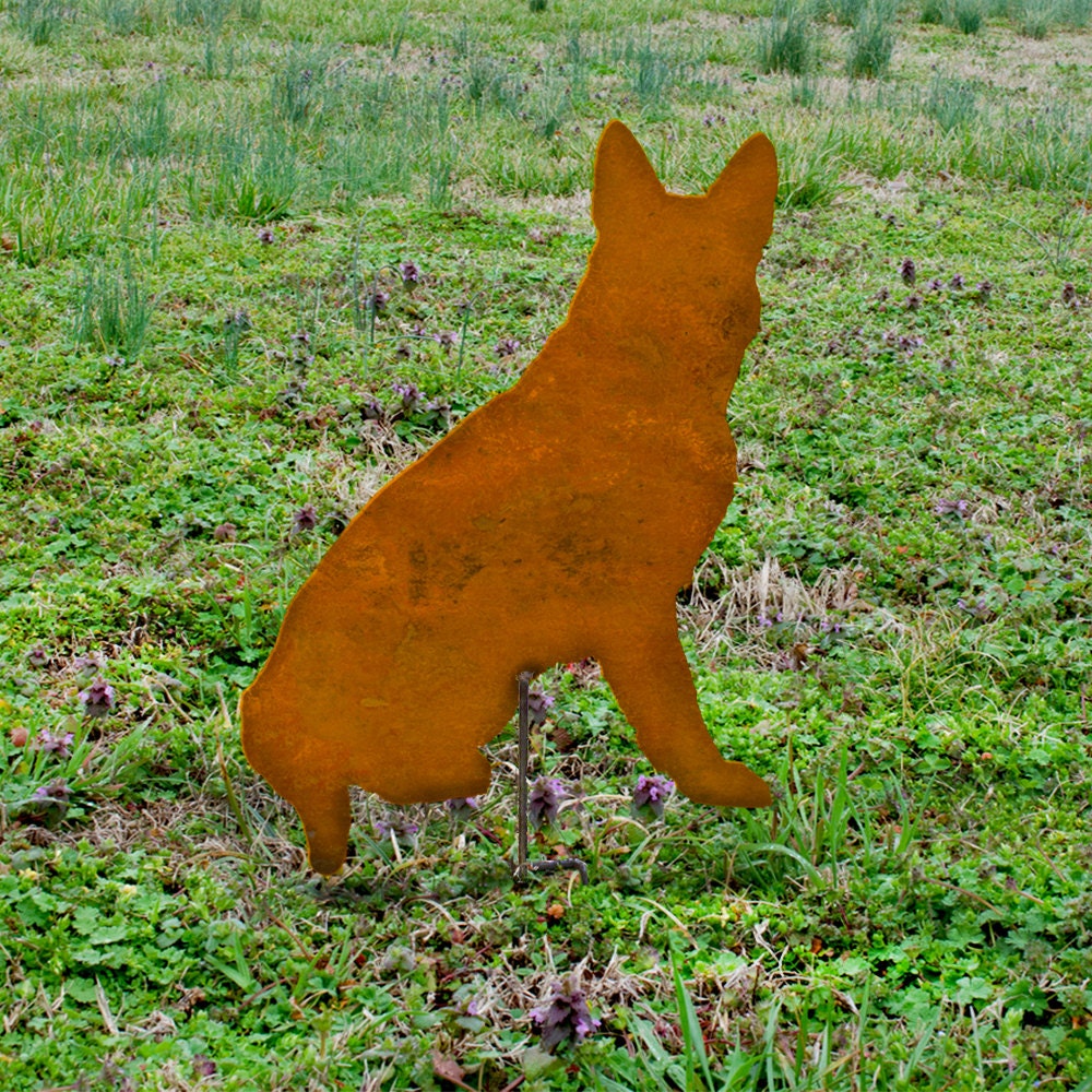 Handmade Rusty Metal German Shepherd Garden Stake - Dog Memorial
