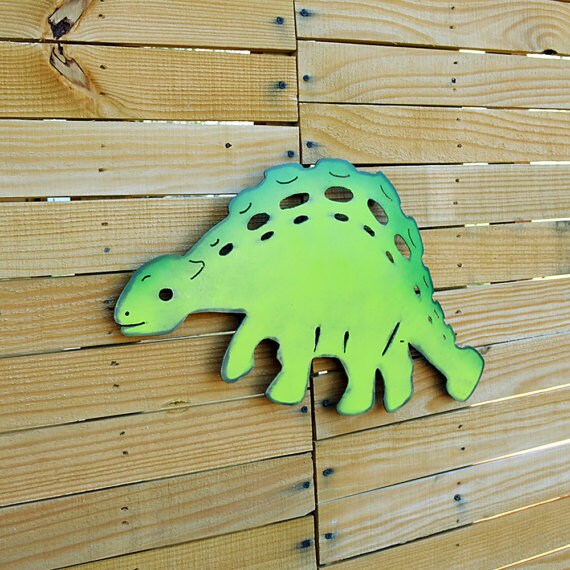 Ankylosaurus Metal Wall Art: Two-Tone Dinosaur Decor