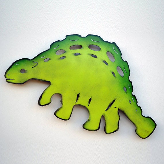 Ankylosaurus Metal Wall Art: Two-Tone Dinosaur Decor