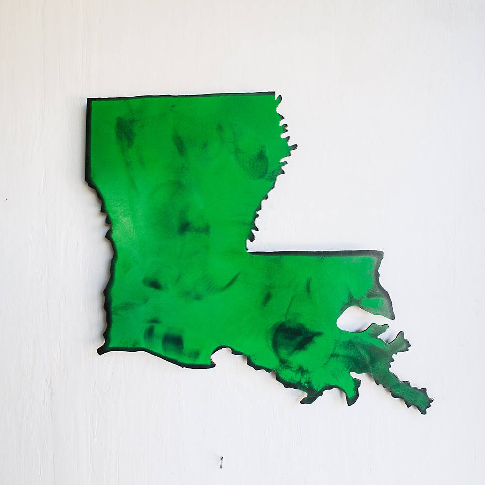 Rustic Green Louisiana State Metal Wall Art - Bayou Decor