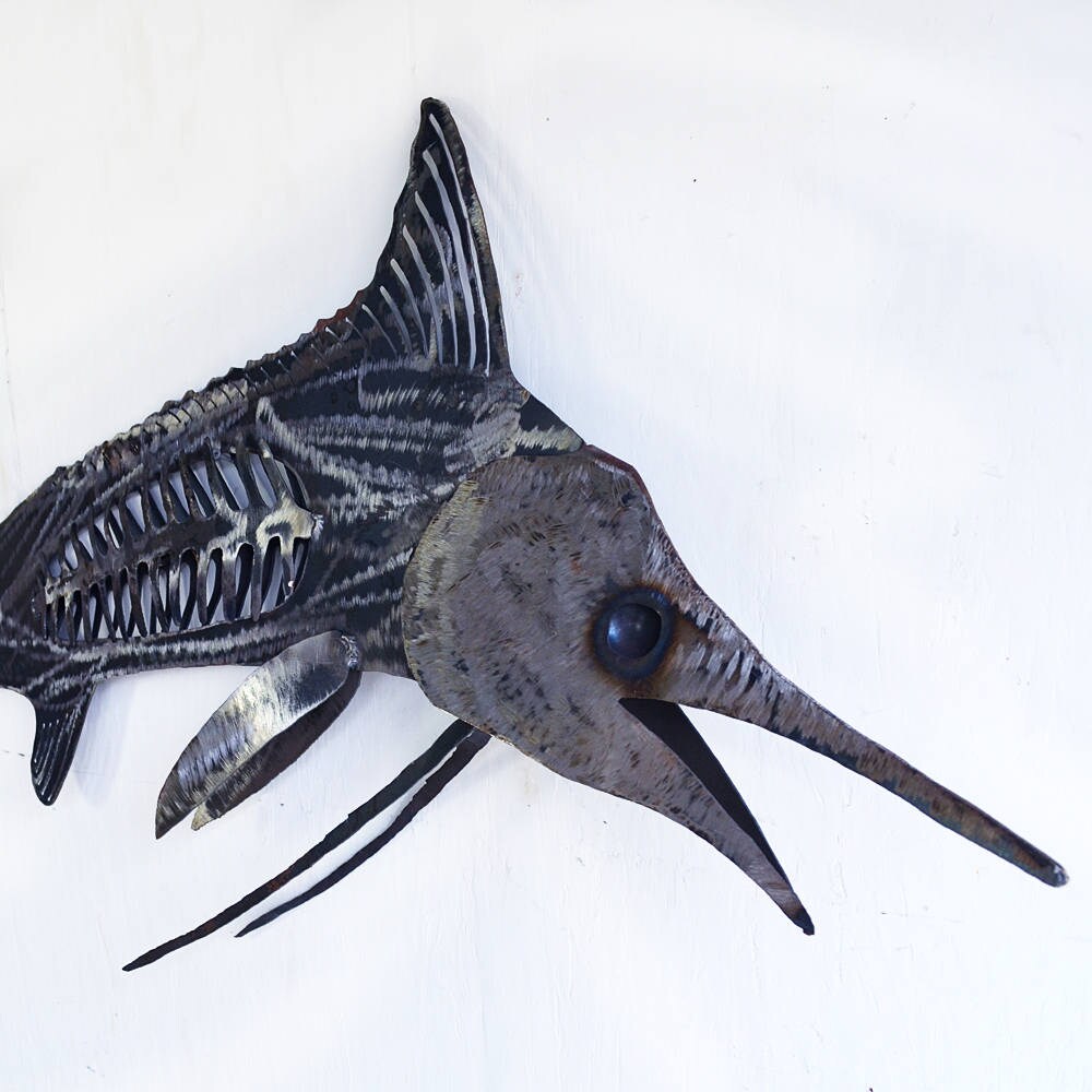 Sailfish metal wall hanging sculpture for restaurant decor