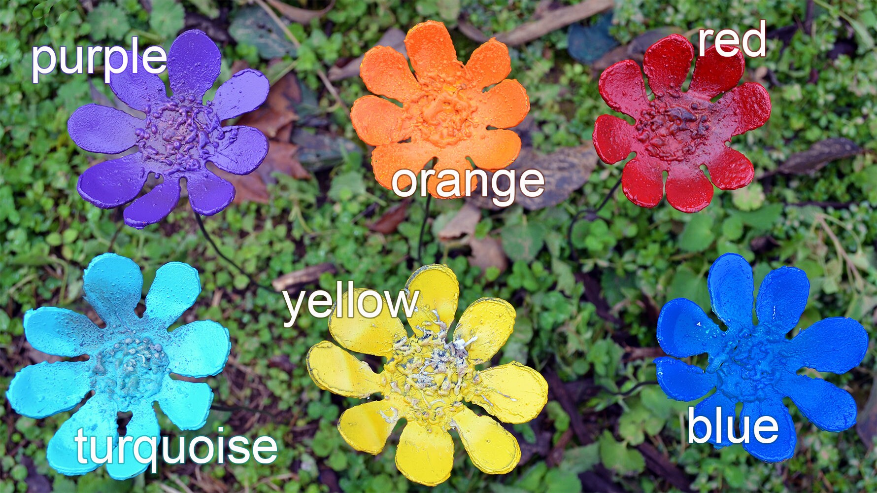 Metal Poppy Bouquet: Realistic Colorful Winter Flower Decor (Set of 6)