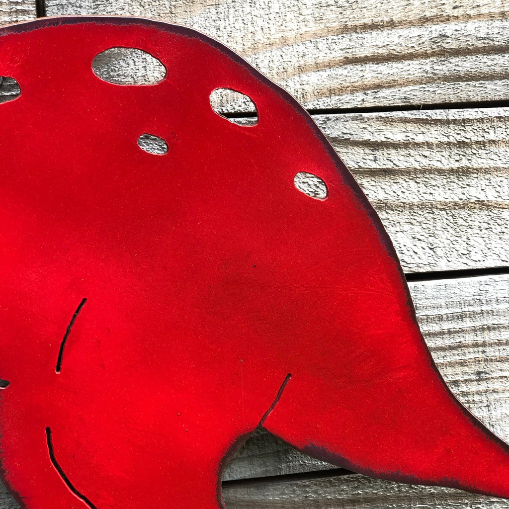 Handmade Metal Baby T-Rex Wall Art: Privacy Fence Dinosaur Decor