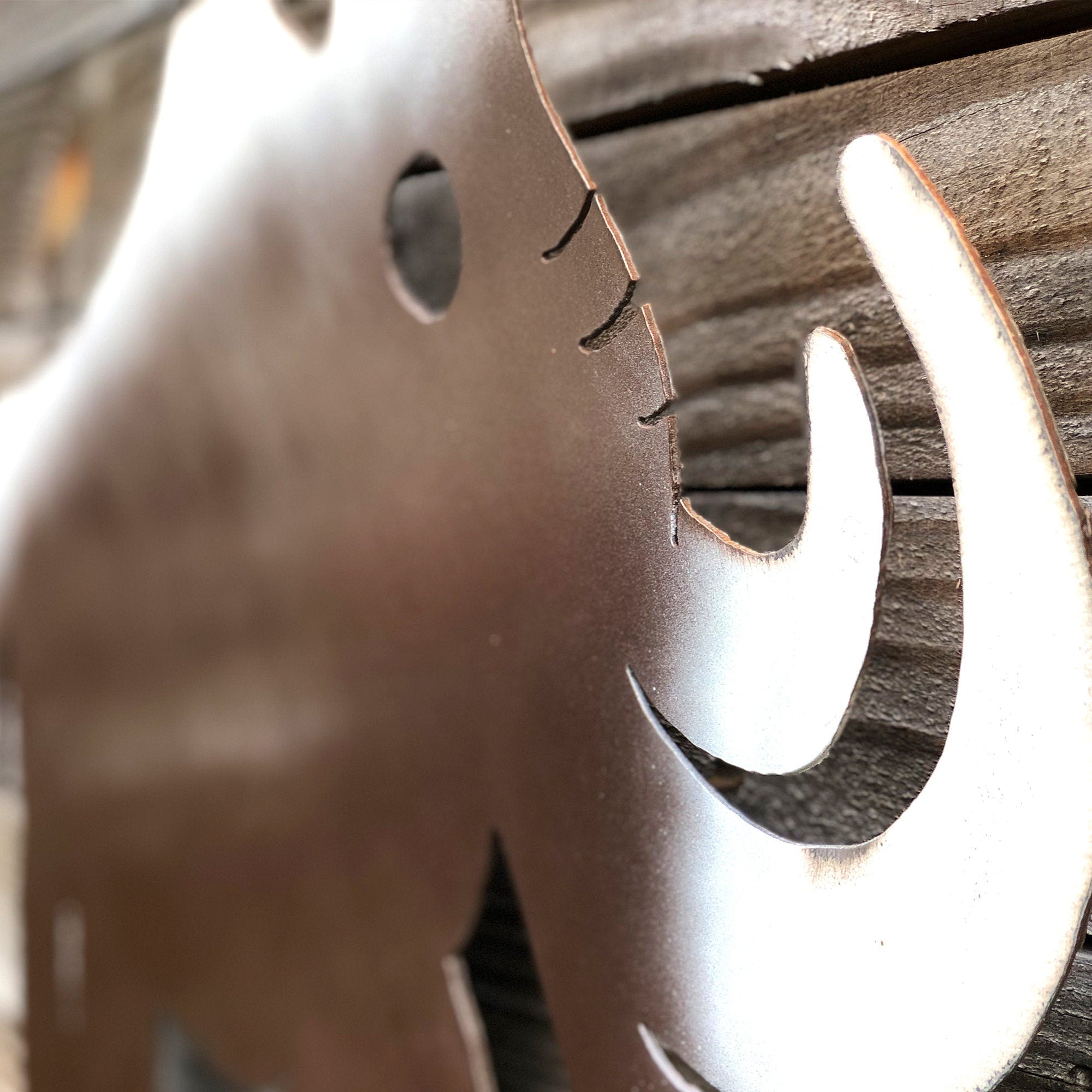 Handmade Metal Woolly Mammoth Wall Art - Privacy Fence Decor