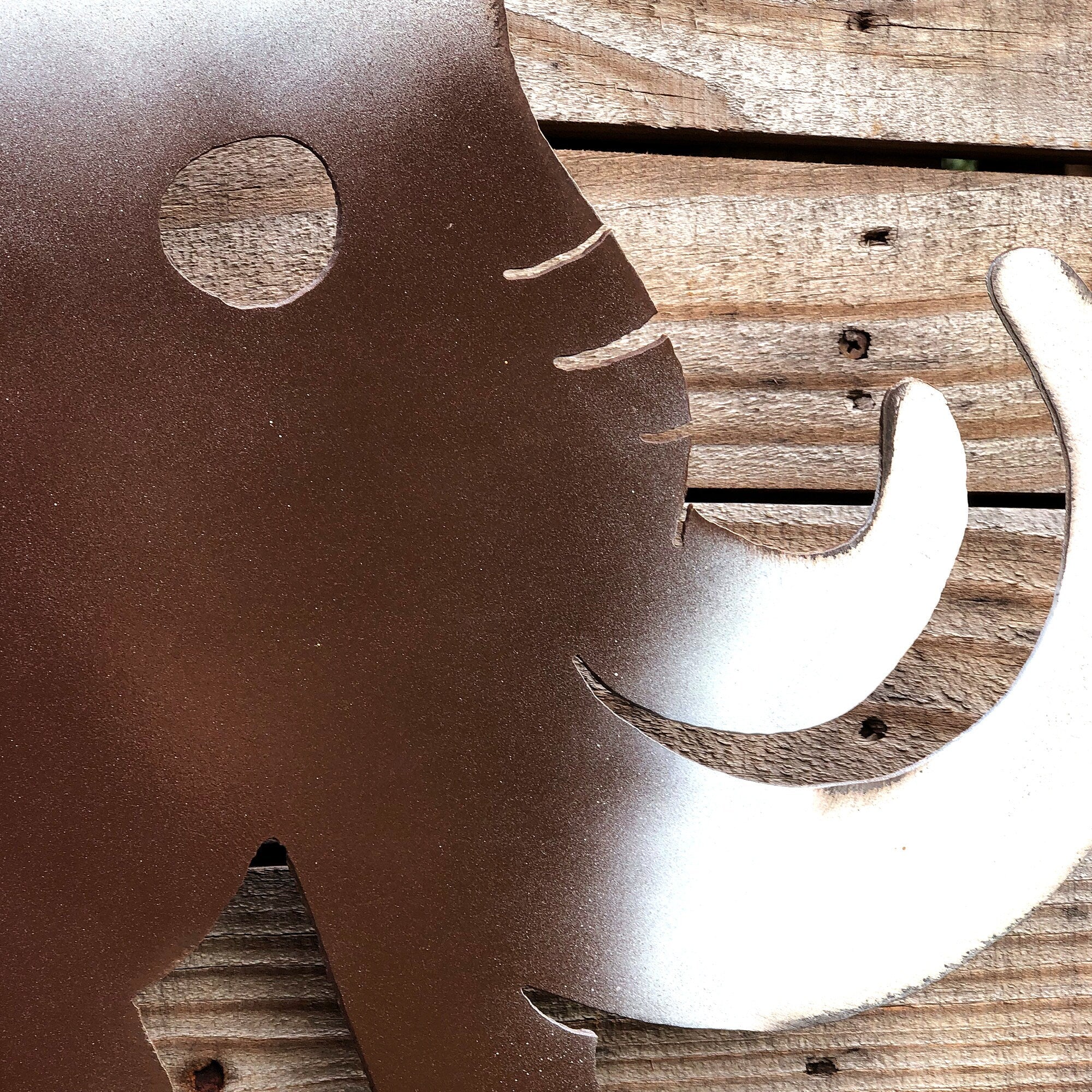 Handmade Metal Woolly Mammoth Wall Art - Privacy Fence Decor