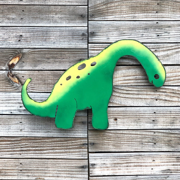 Handmade Metal Brontosaurus Wall Art: Unique Dinosaur Decor