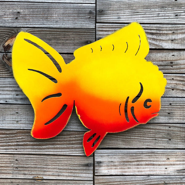 Handmade Oranda Goldfish Decor: Magnetic Metal Wall Art