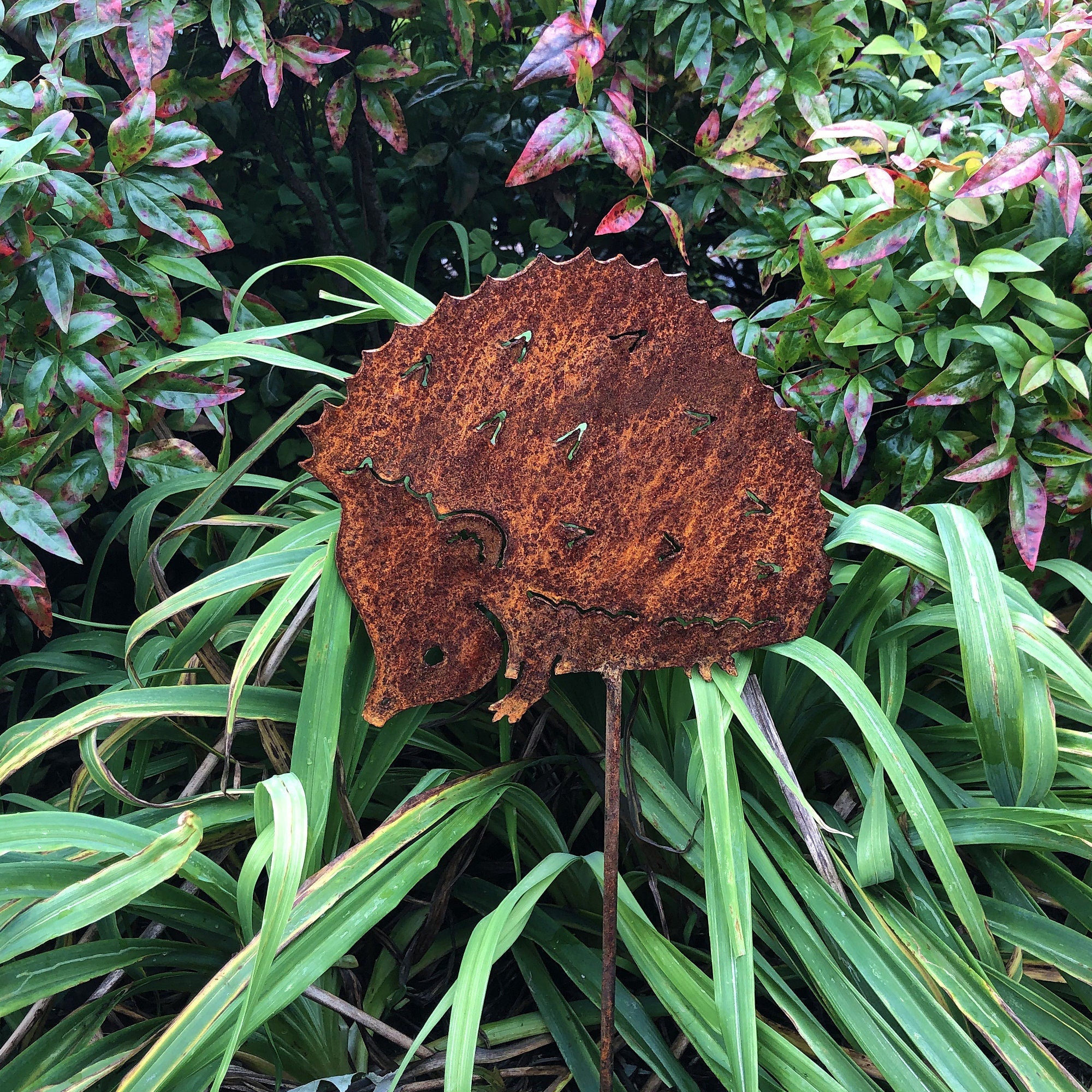 Rustic Hedgehog Metal Yard Stake: Outdoor Hog Home Decor