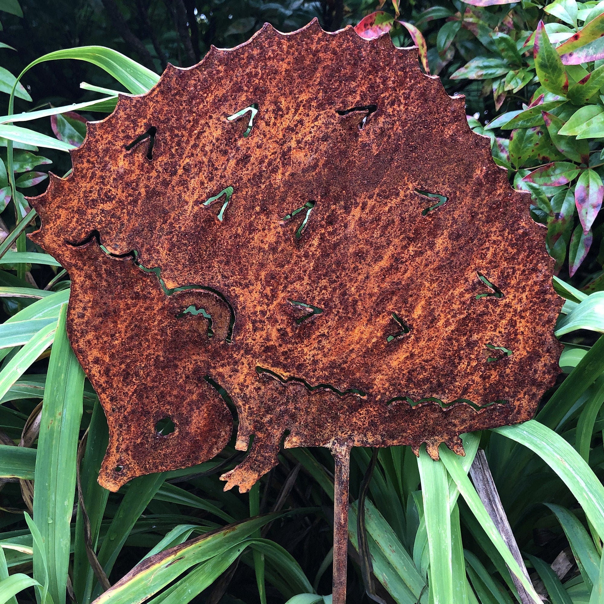 Rustic Hedgehog Metal Yard Stake: Outdoor Hog Home Decor
