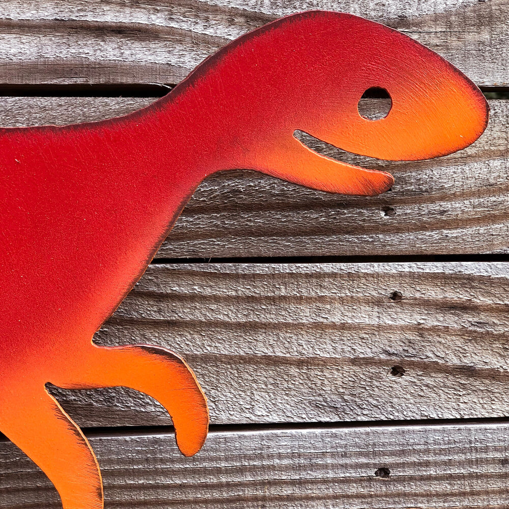 Handmade Metal Iguanodon Wall Art: Unique Dinosaur Decor