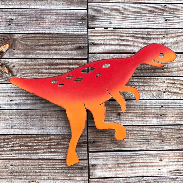 Handmade Metal Iguanodon Wall Art: Unique Dinosaur Decor
