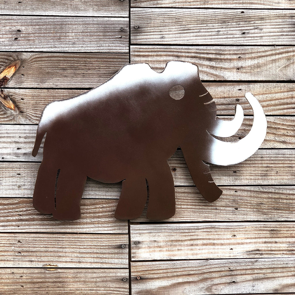 Handmade Metal Woolly Mammoth Wall Art - Privacy Fence Decor