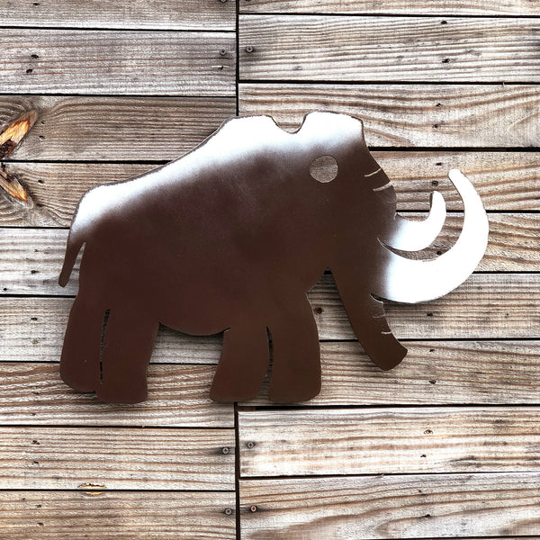 Handmade Metal Woolly Mammoth Wall Art - Privacy Fence Decor