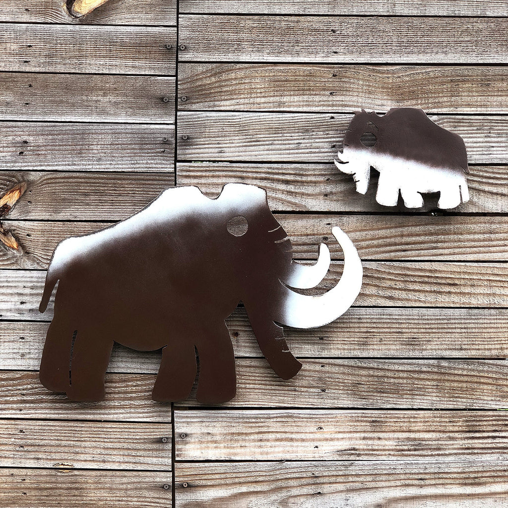 Handmade Metal Baby Woolly Mammoth Wall Art - Privacy Fence Decor
