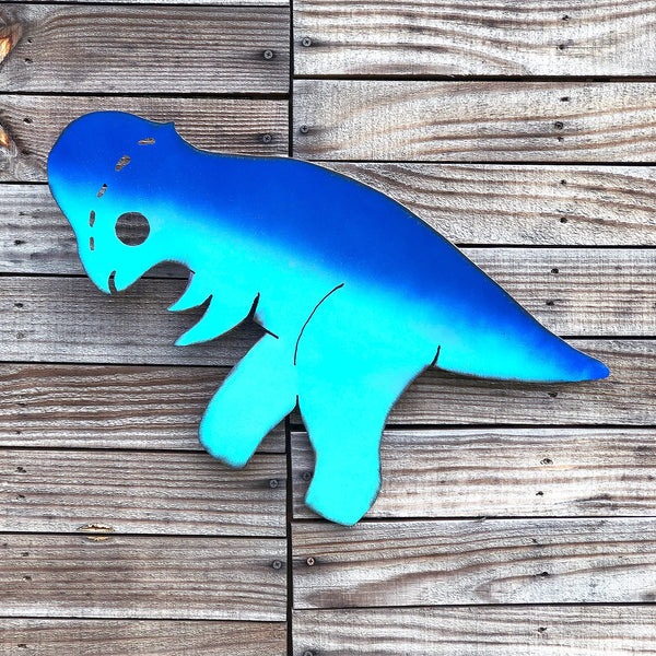 Handmade Metal Pachysaurus Wall Art: Unique Dinosaur Decor