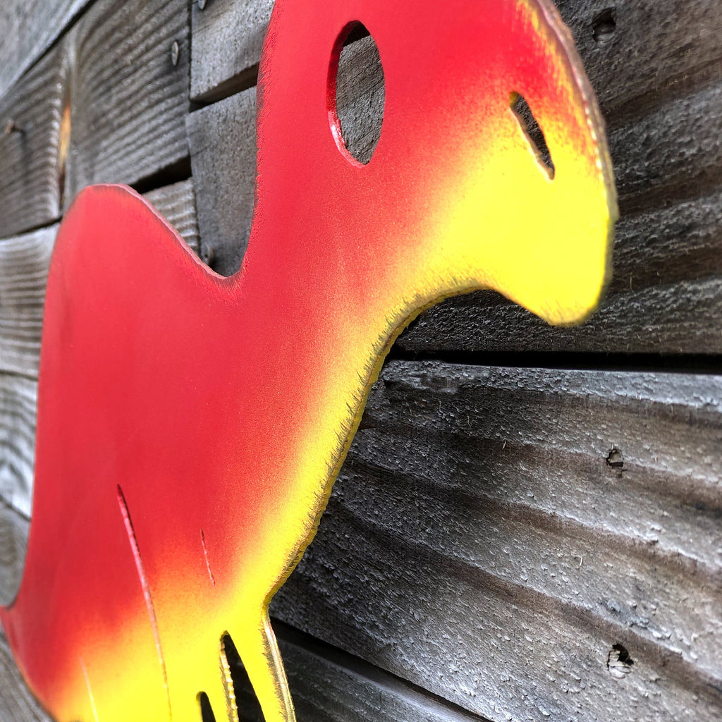 Handmade Metal Parasaur Wall Art: Unique Dinosaur Decor (24" x 16")
