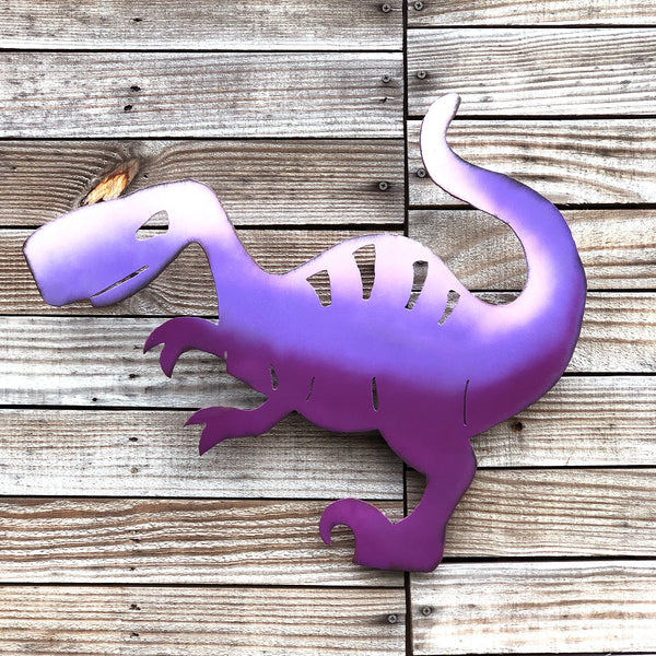 Handmade Metal Raptor Wall Art: Unique Dinosaur Home Decor