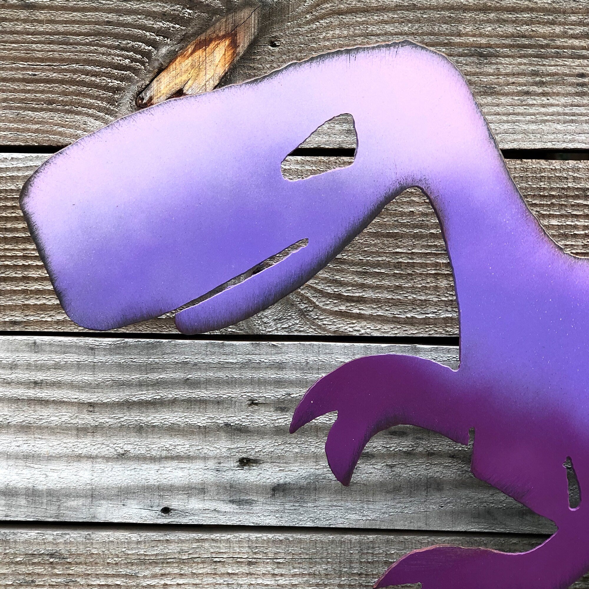 Handmade Metal Raptor Wall Art: Unique Dinosaur Home Decor