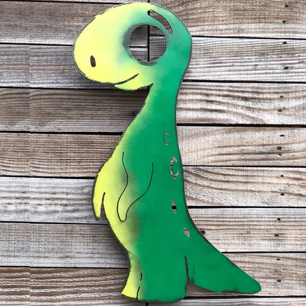 Handmade Metal Dinosaur Wall Art: Green Cartoon Decor