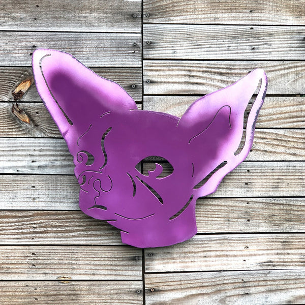Chihuahua Metal Wall Art: Steel Dog Head Hanging Sign