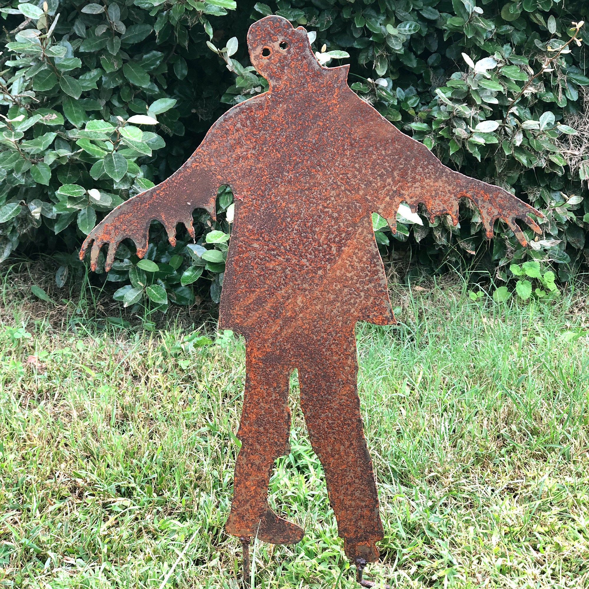 Handmade Metal Zombie Garden Stake: Halloween Undead Decor (24 Inches)