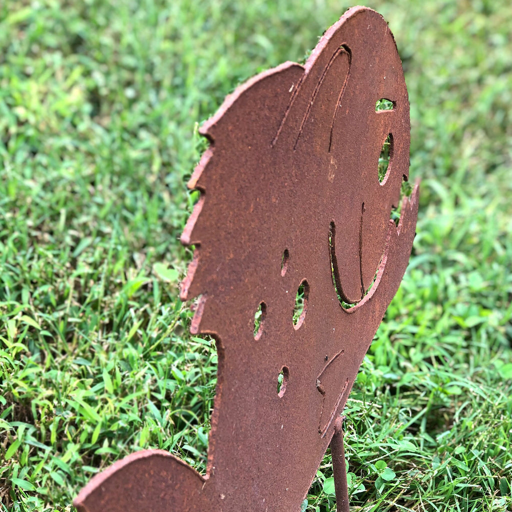 Large Iron Piranha Garden Stake: Metal Fish Sculpture (15 inch)