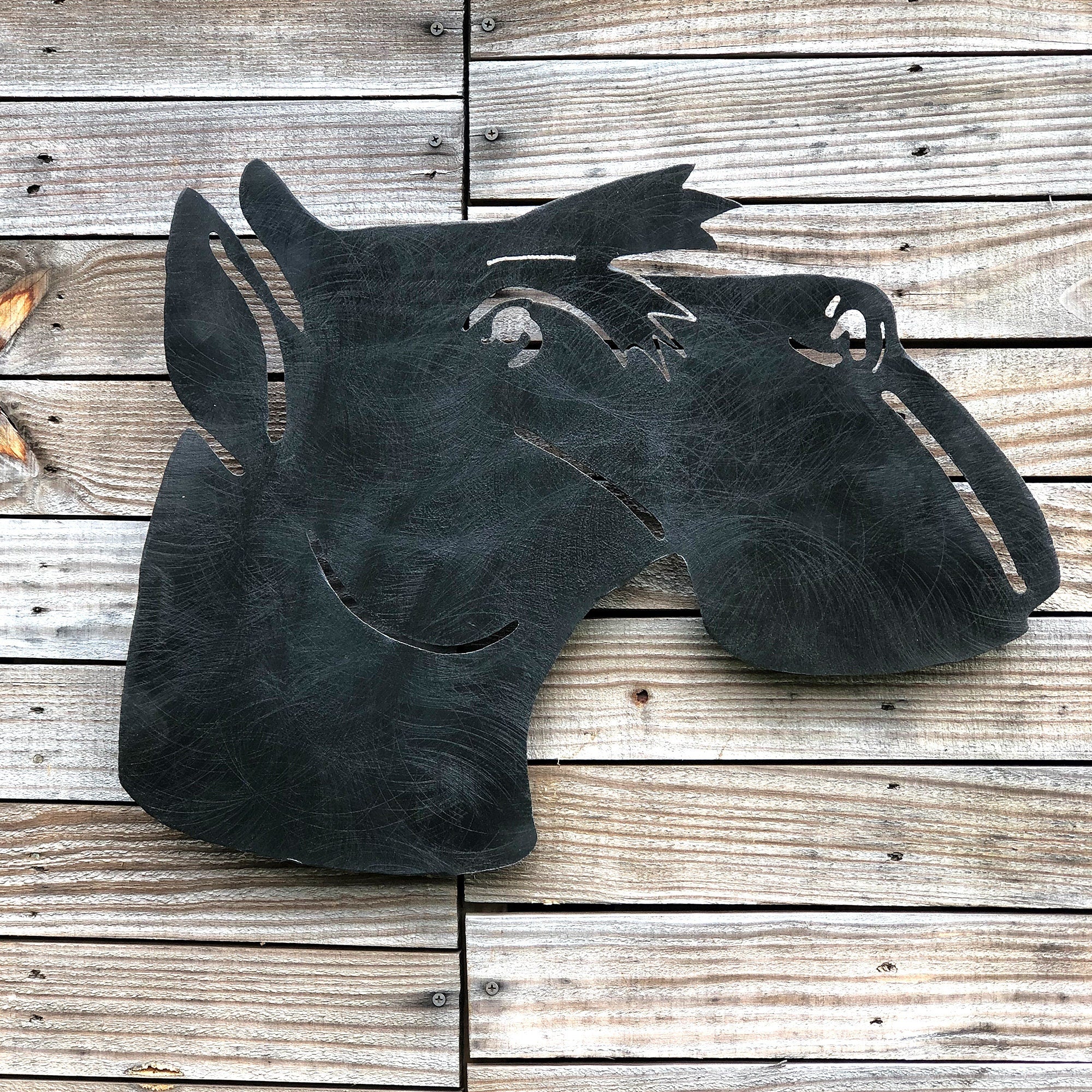 Handcrafted Schnauzer Metal Wall Art: Heavy Steel Sculpture