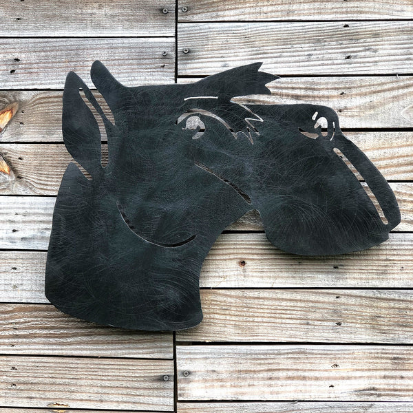 Handcrafted Schnauzer Metal Wall Art: Heavy Steel Sculpture