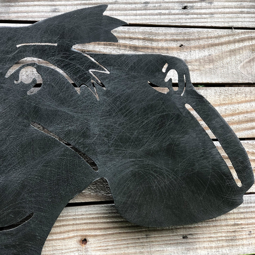 Handcrafted Schnauzer Metal Wall Art: Heavy Steel Sculpture