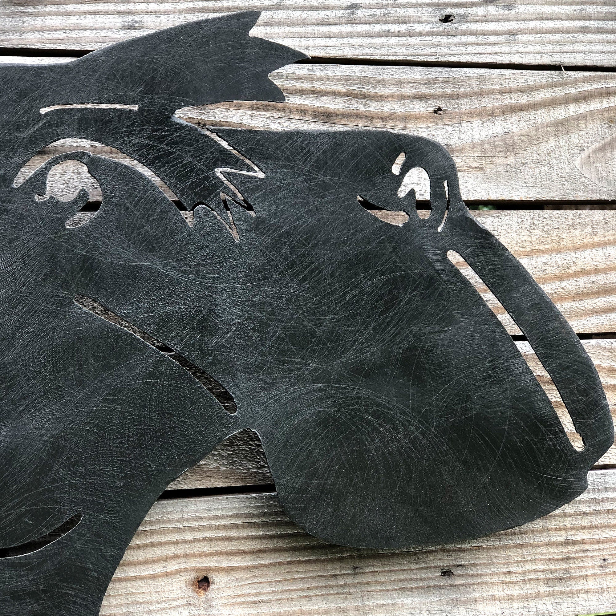 Handcrafted Schnauzer Metal Wall Art: Heavy Steel Sculpture