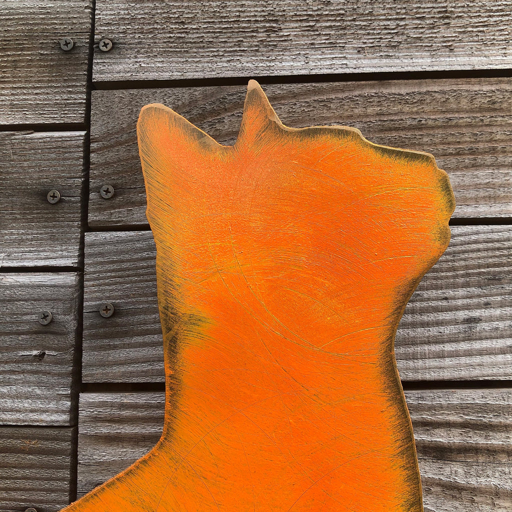 Handmade Orange Tabby Cat Metal Wall Art - Privacy Fence Decor