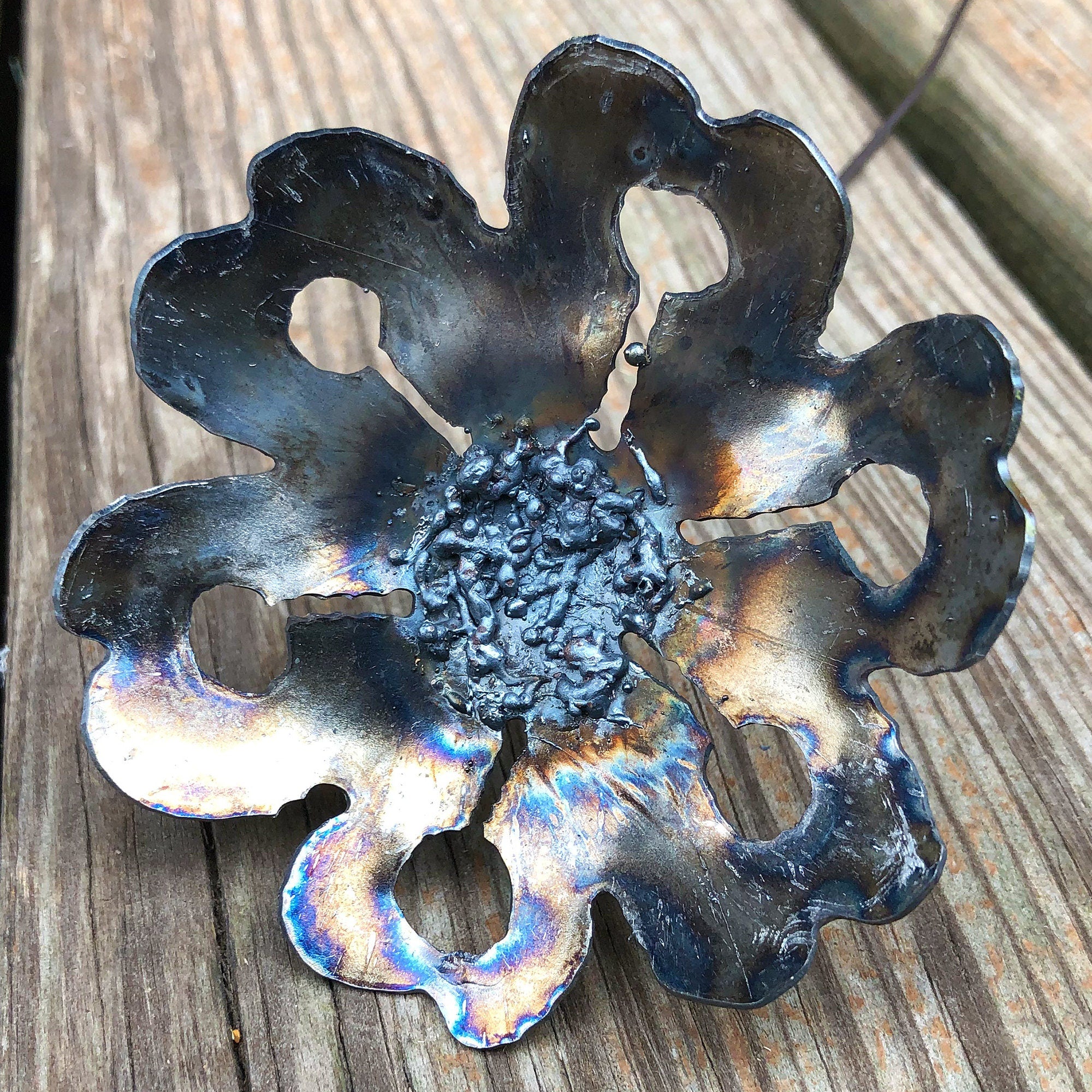 Handmade Steel Gardenia Flowers: Rustic Industrial Decor, Set of 6