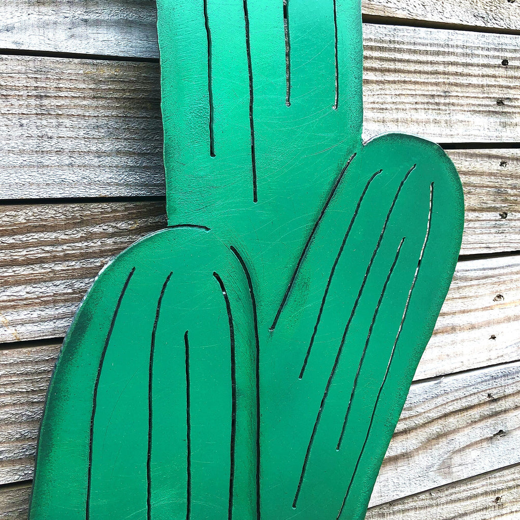 Handmade Metal Cactus Wall Art: Southwestern Rustic Patio Decor