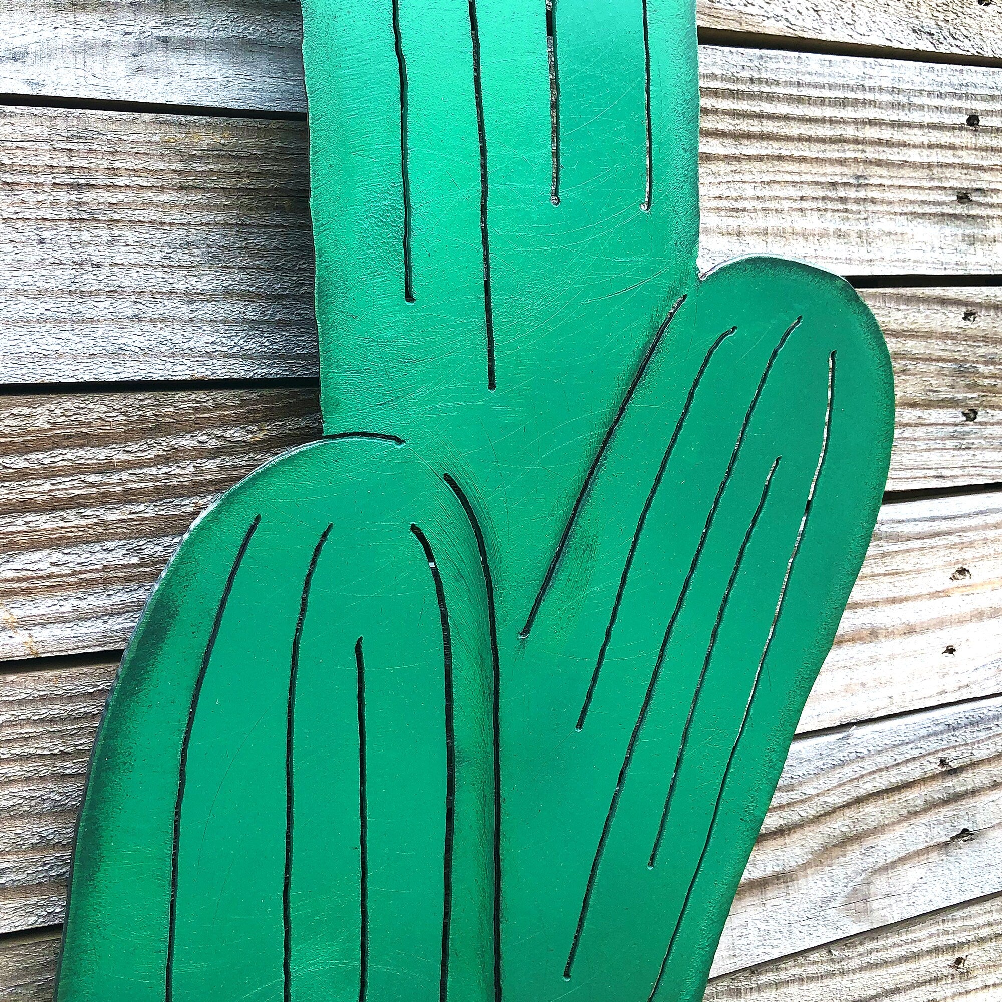 Handmade Metal Cactus Wall Art: Southwestern Rustic Patio Decor