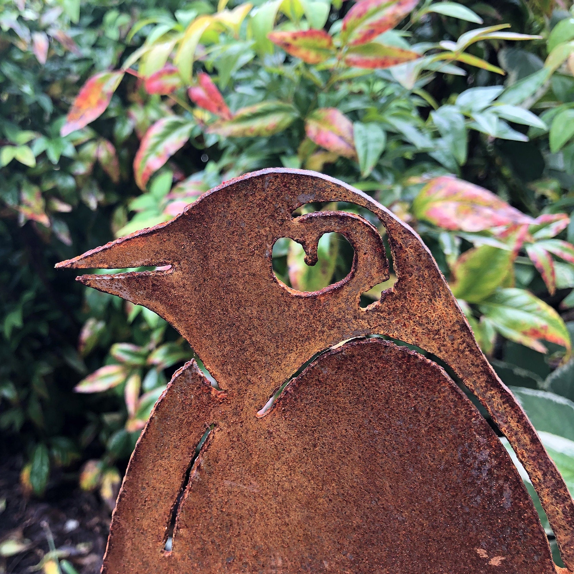 Rusty Metal Penguin Yard Stake: Rustic Garden Decor (10x6)