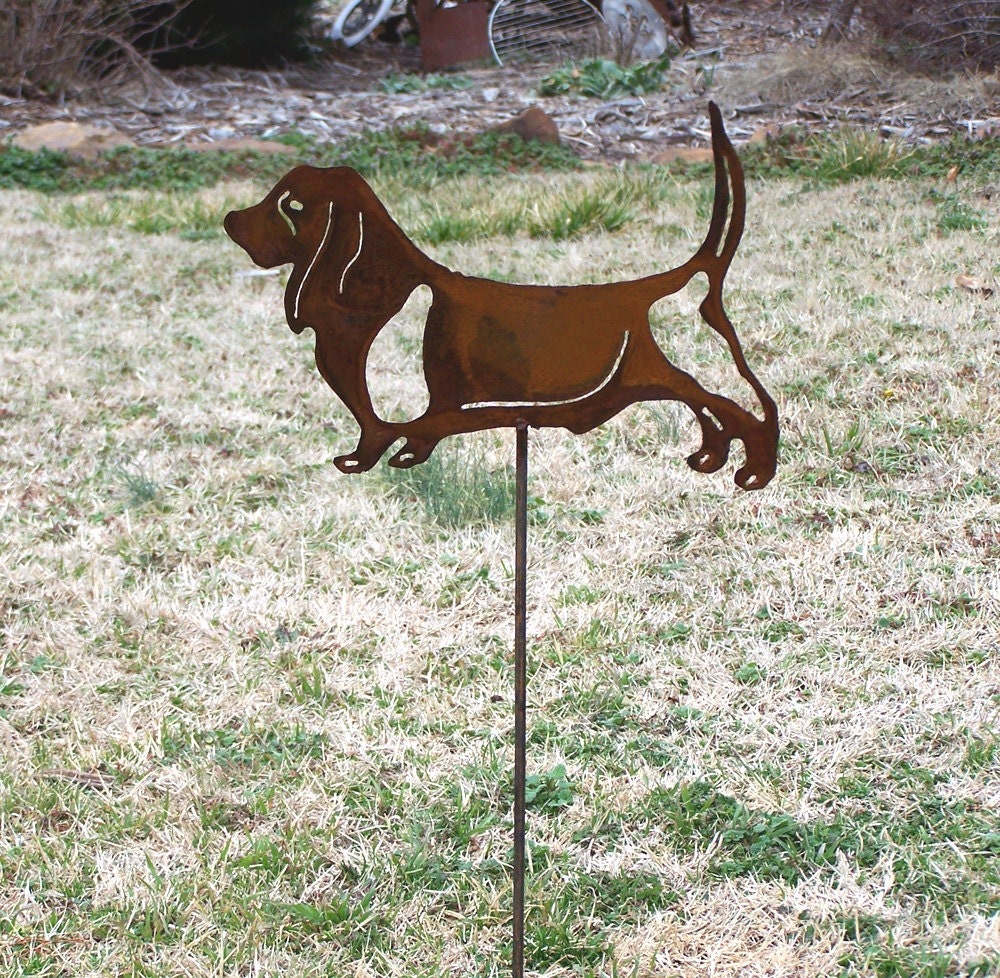Handmade Basset Hound Metal Yard Stake: Dog Lover Decor
