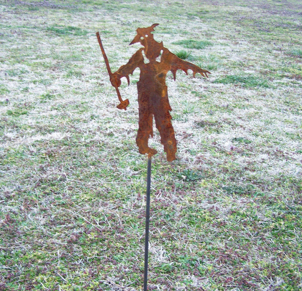 Metal Zombie Farmer Yard Stake: Undead Garden Decor