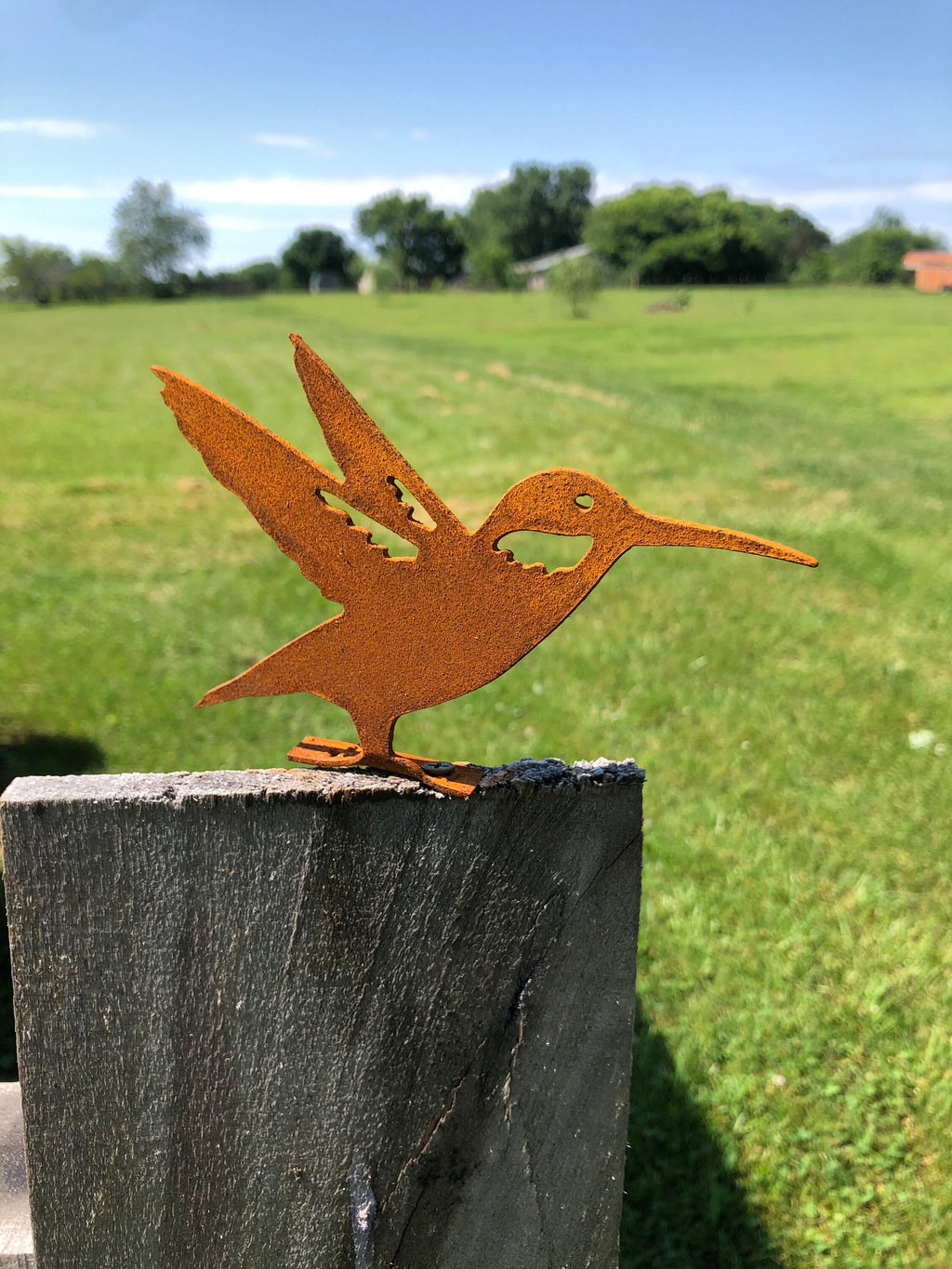 Rustic Metal Hummingbird Garden Decor: Driveway Marker