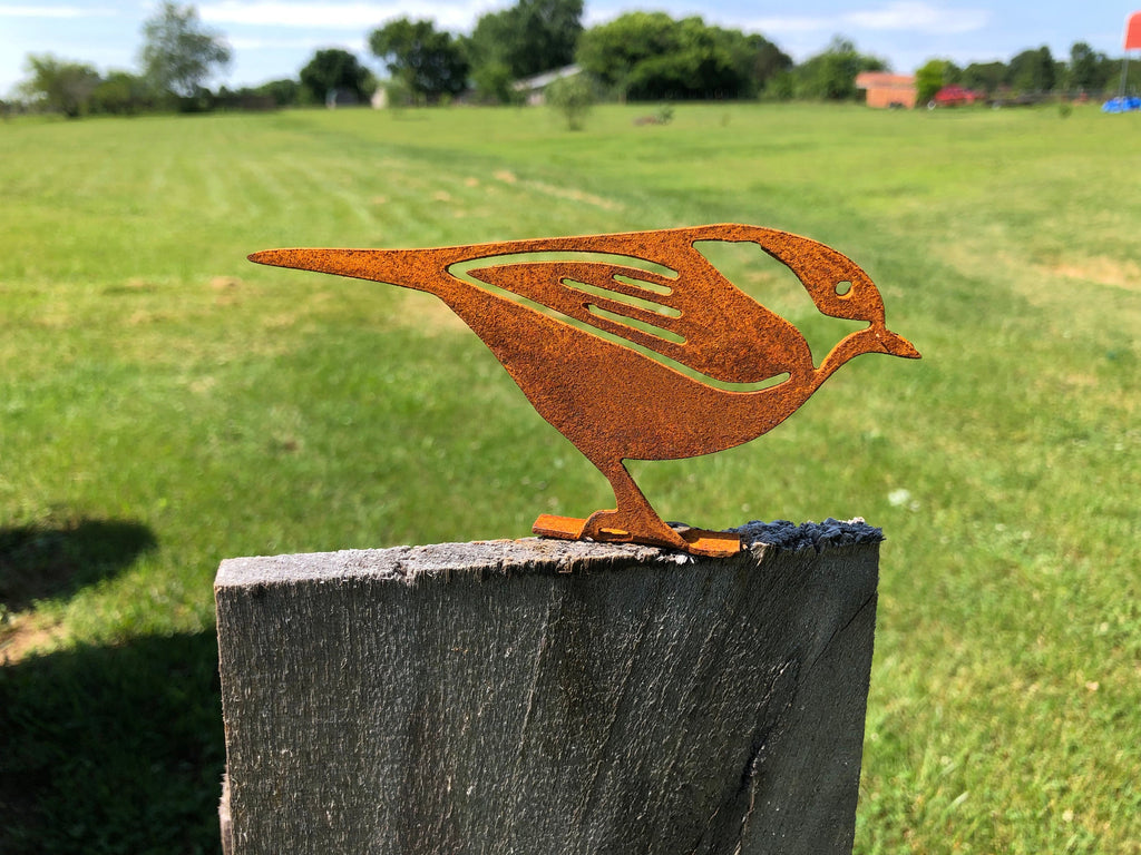 Rustic Metal Chickadee: Handmade Garden Decor - USA Made