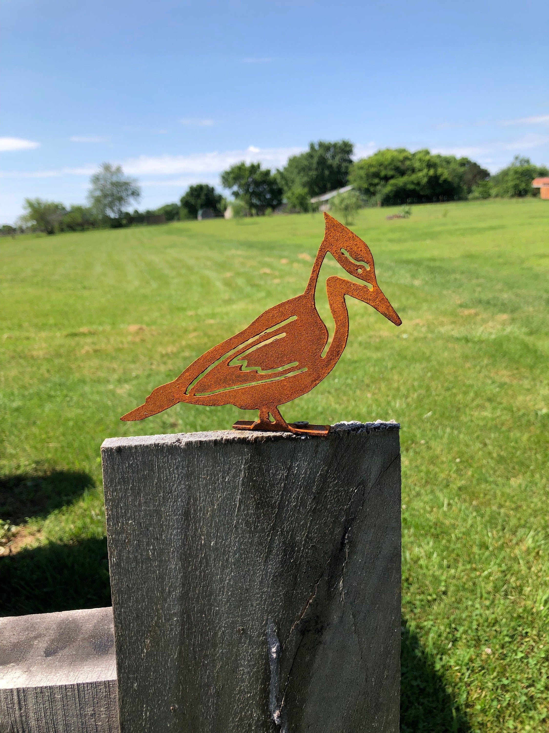 Pileated Woodpecker Metal Bird: Rustic Garden Decor - Made in USA