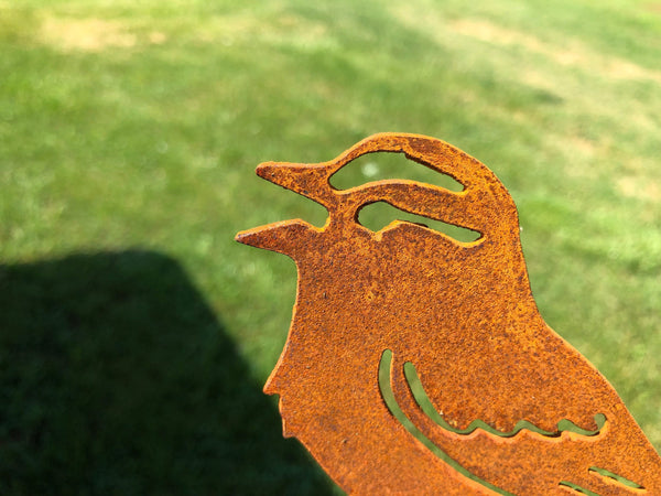 Rustic Metal Sparrow Garden Decor - Handmade USA Bird Marker