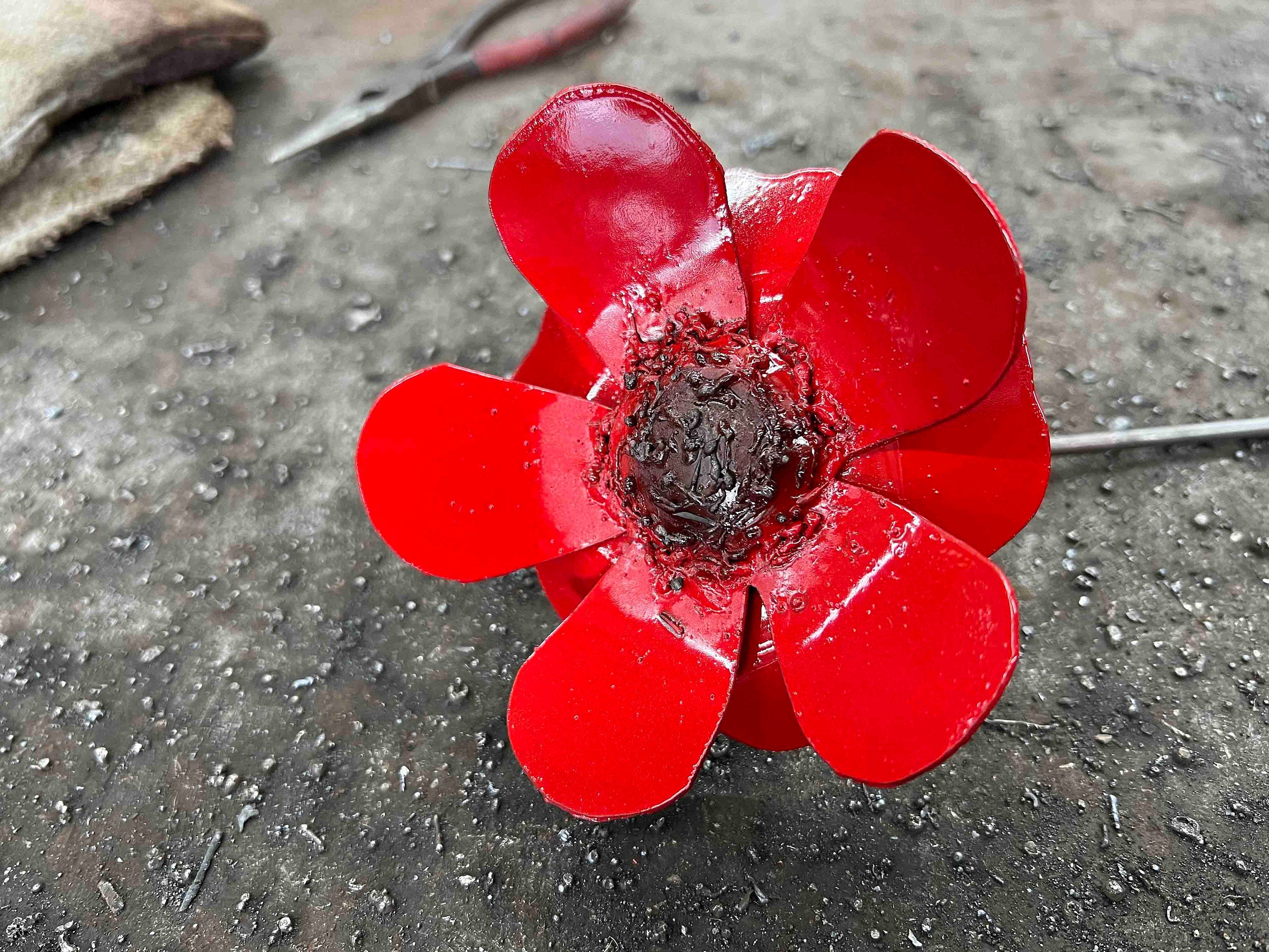 Handmade Metal Flower Stake: "The Betty" Garden Art