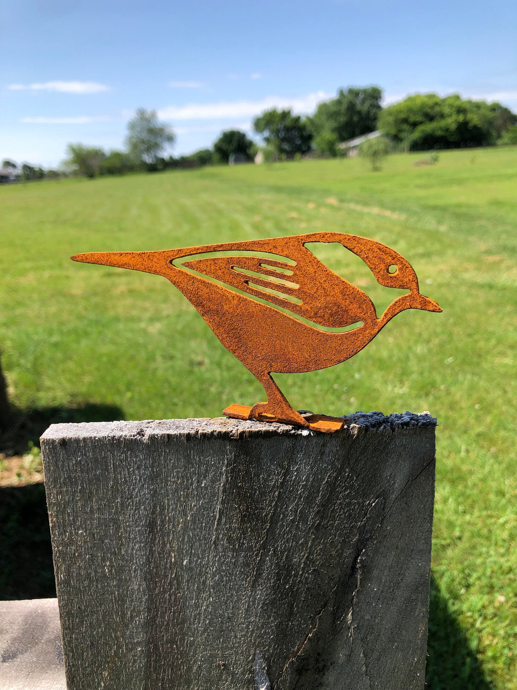 Rustic Metal Chickadee: Handmade Garden Decor - USA Made