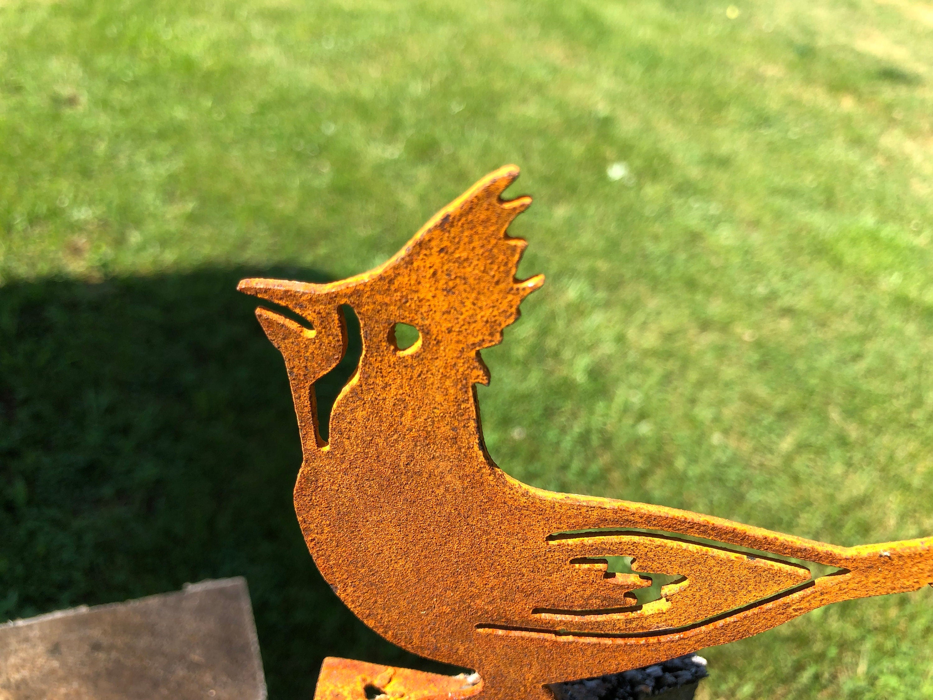 Rusty Metal Cardinal Garden Art: Handmade Bird Silhouette