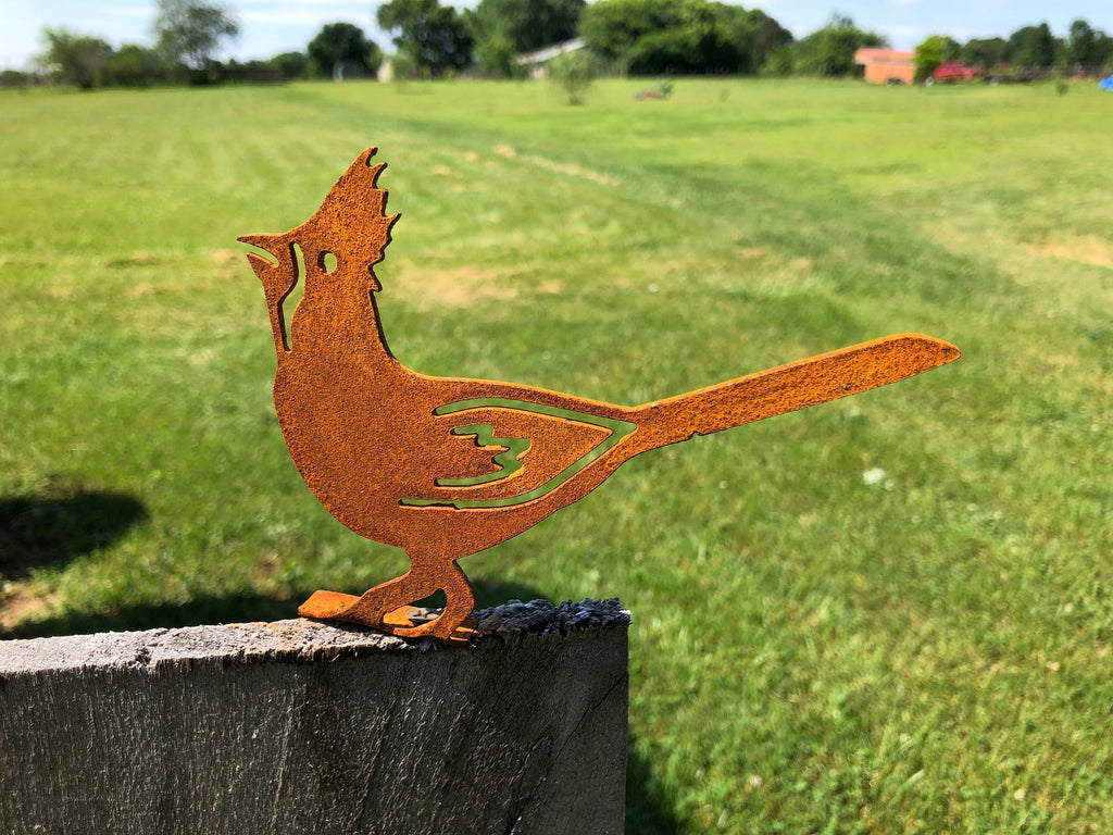 Rusty Metal Cardinal Garden Art: Handmade Bird Silhouette