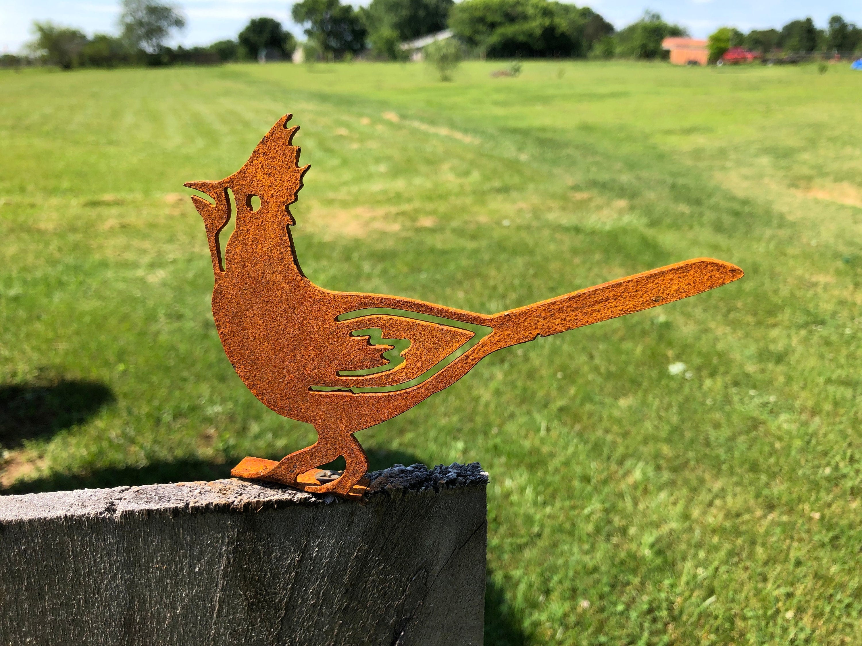 Rusty Metal Cardinal Garden Art: Handmade Bird Silhouette