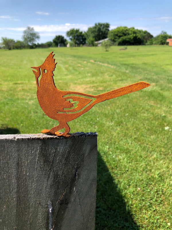 Rusty Metal Cardinal Garden Art: Handmade Bird Silhouette