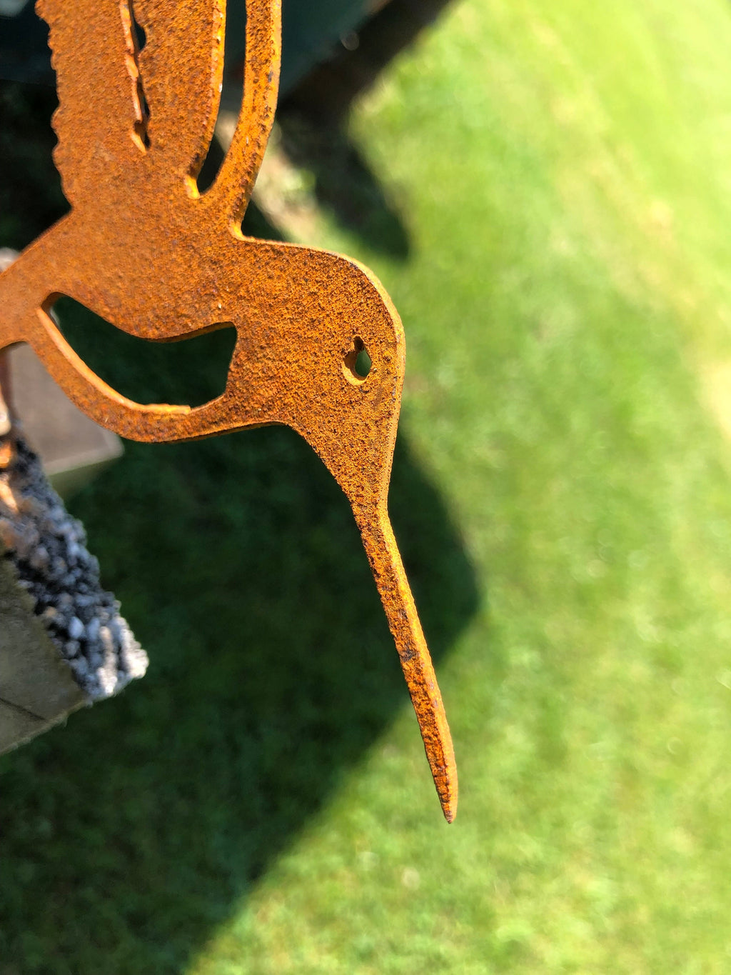 Rusty Metal Hummingbird Art: Handmade Deck or Tree Decor